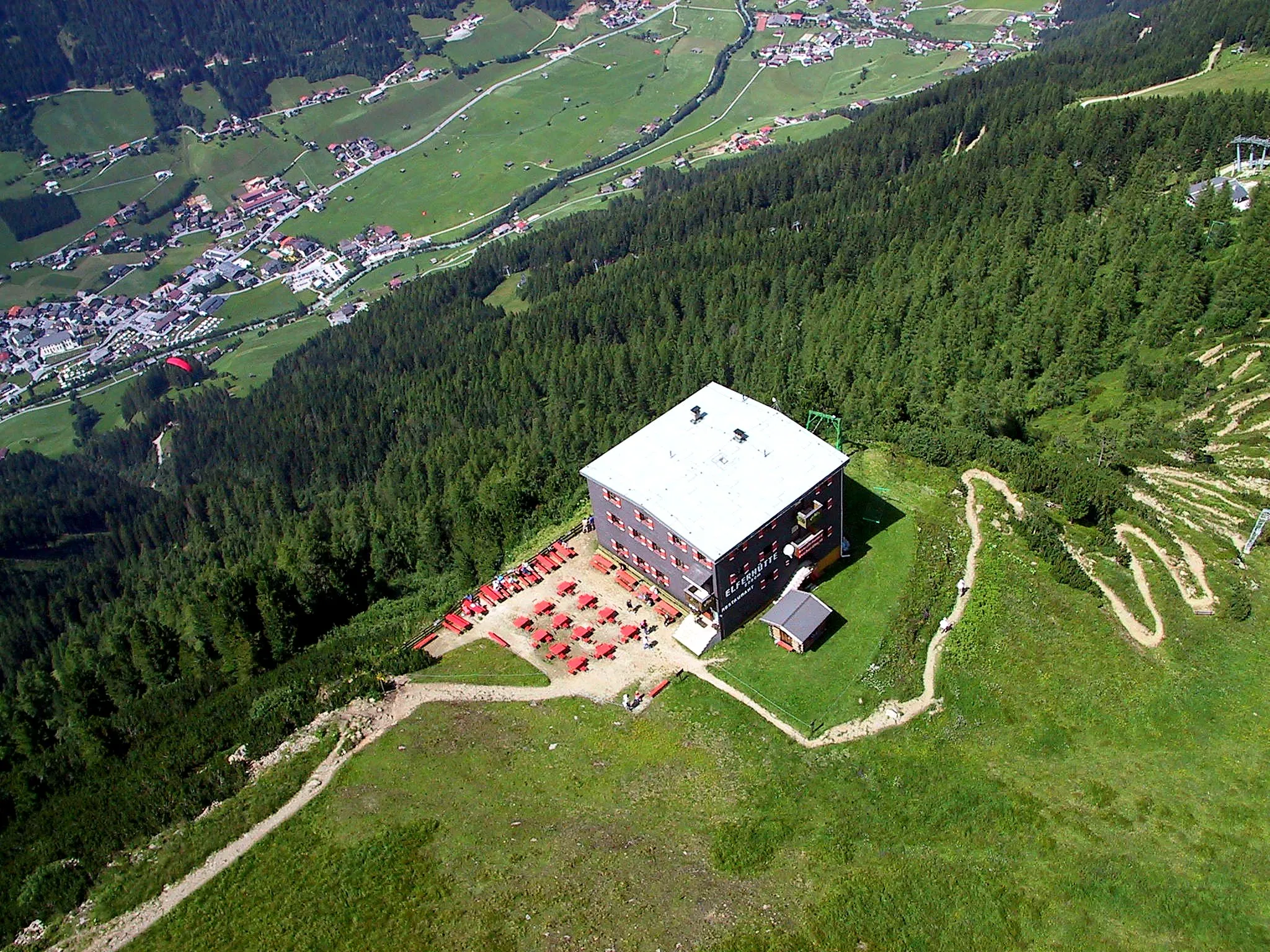 Die Hütte aus der Vogelperspektive