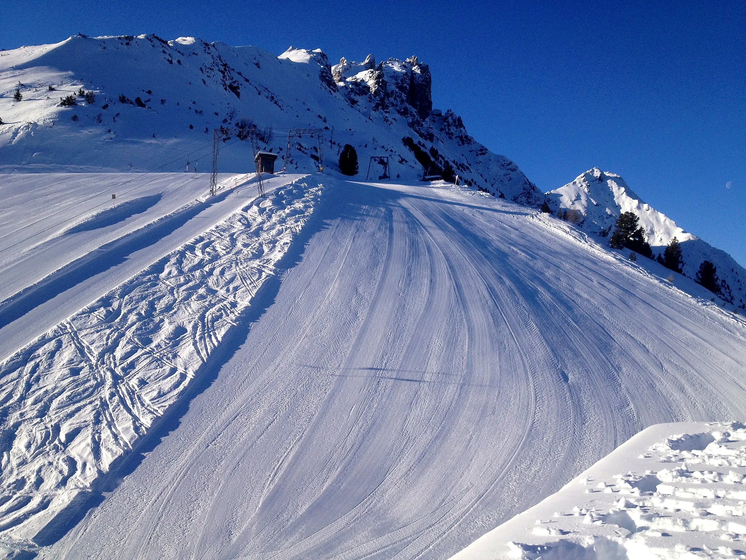 Frisch präparierte Piste am Elfer