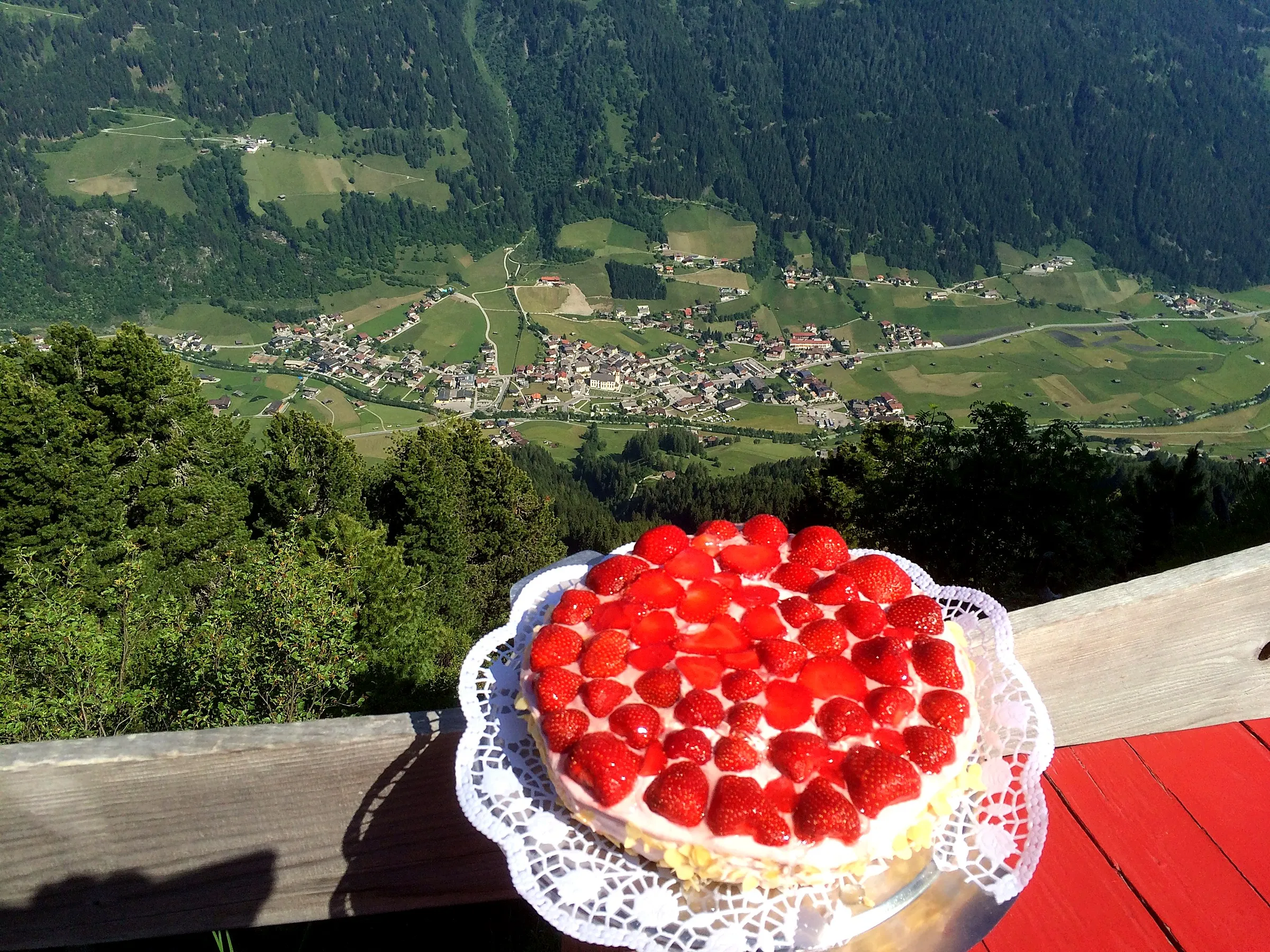 Erdbeertorte mit Talblick